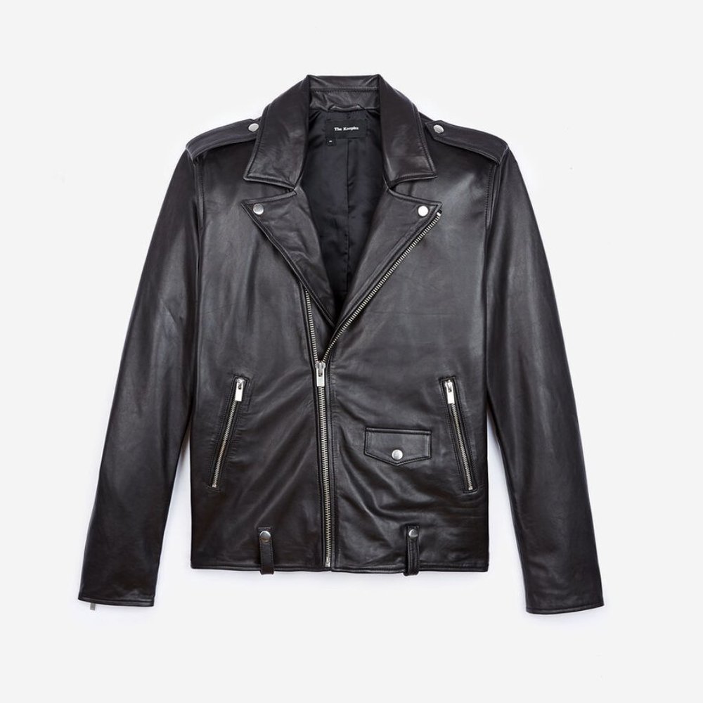 The Kooples Zipped Black Leather Biker Jacket - men's XS NEW